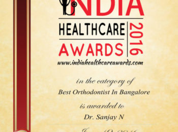 Dr. Sanjay awarded as best orthodontist in Bangalore